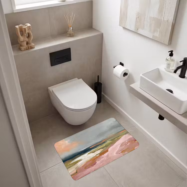 Wc Mat - Landschap - Rivier - Abstract - Roze - Groen — 6