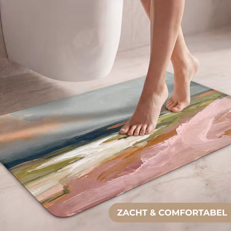 Wc Mat - Landschap - Rivier - Abstract - Roze - Groen — 7