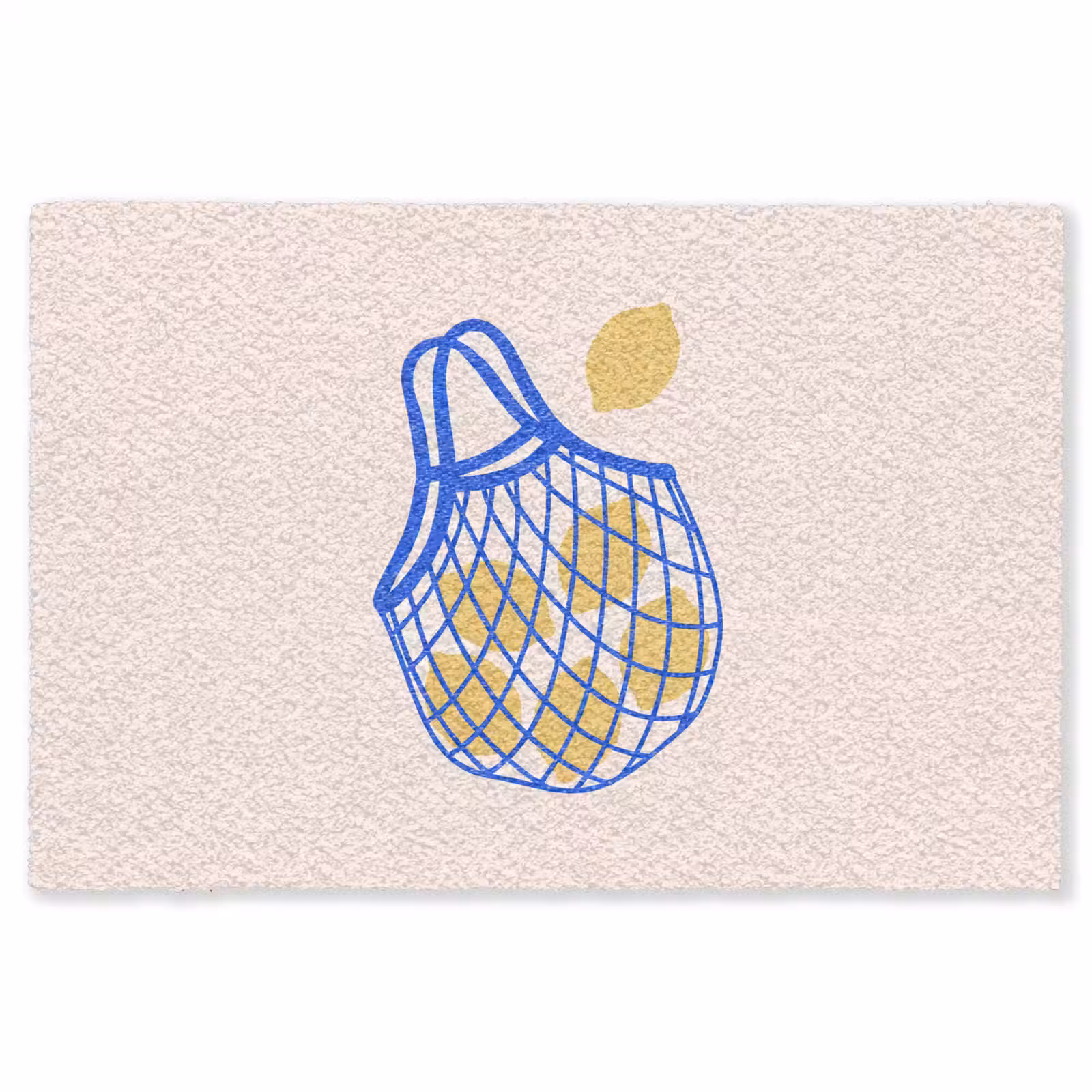 Vloerkleed - Eten - Citroen - Boodschappen - Abstract - Geel - Blauw — 1