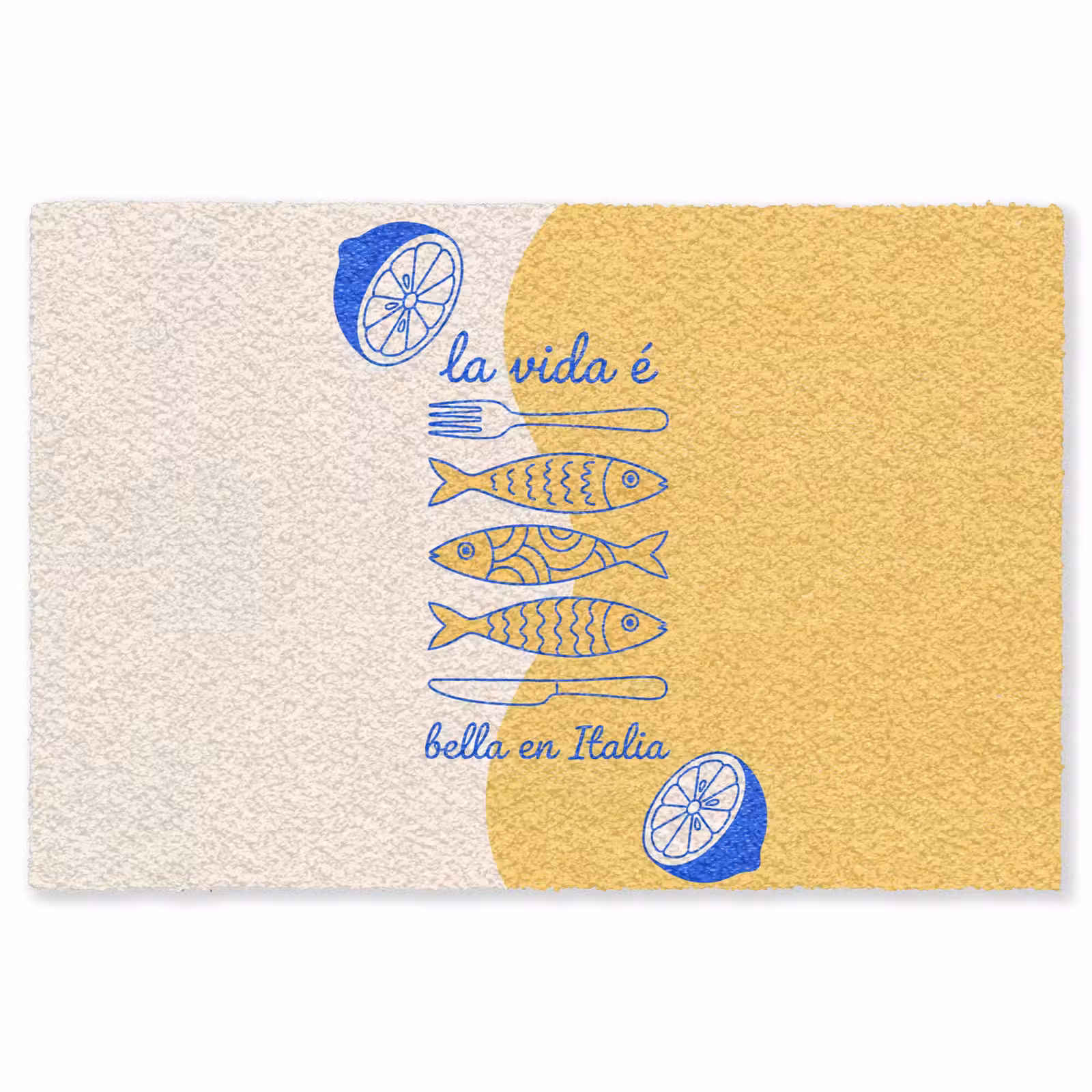 Vloerkleed - Italië - Eten - Citroen - Vis - Grafisch — 1