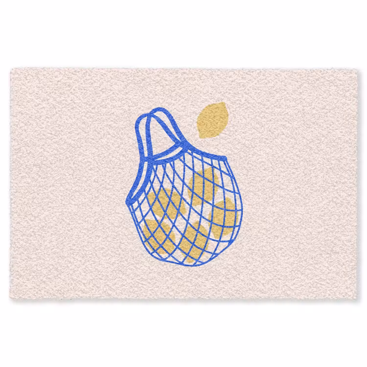 Vloerkleed - Eten - Citroen - Boodschappen - Abstract - Geel - Blauw — 1