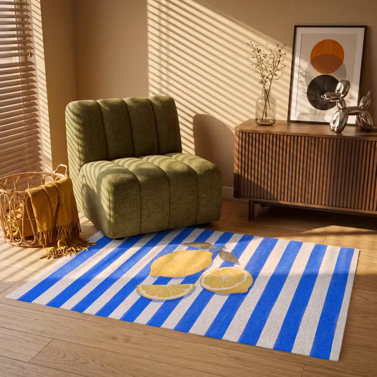 Vloerkleed - Fruit - Citroen - Zomer - Geel - Blauw — 2