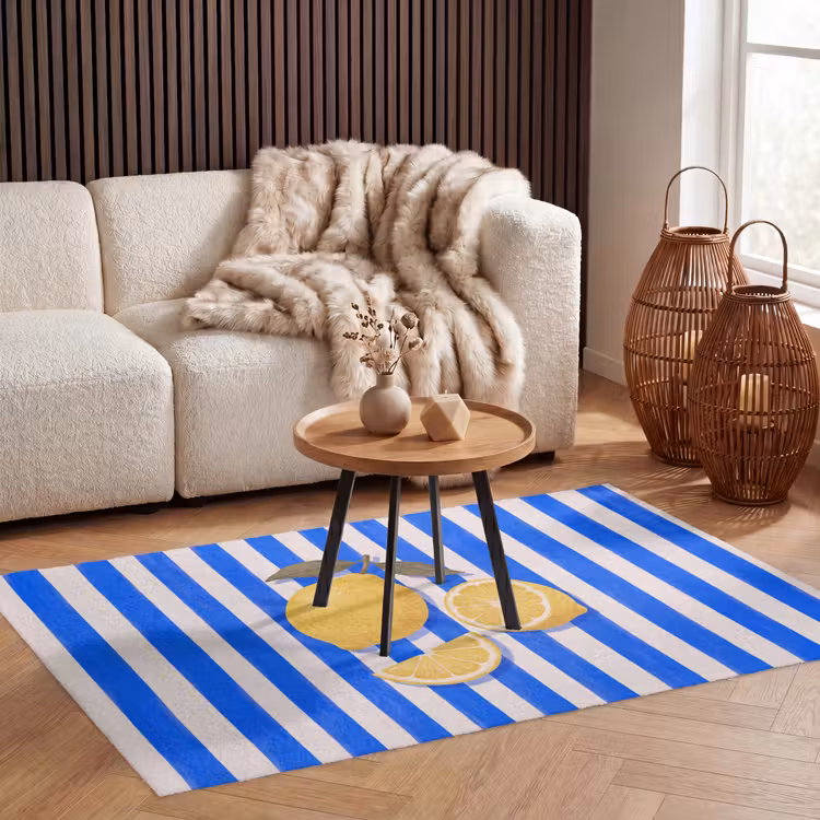 Vloerkleed - Fruit - Citroen - Zomer - Geel - Blauw — 3