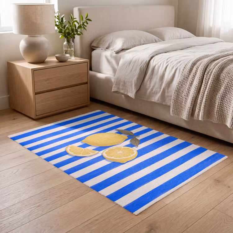 Vloerkleed - Fruit - Citroen - Zomer - Geel - Blauw — 5