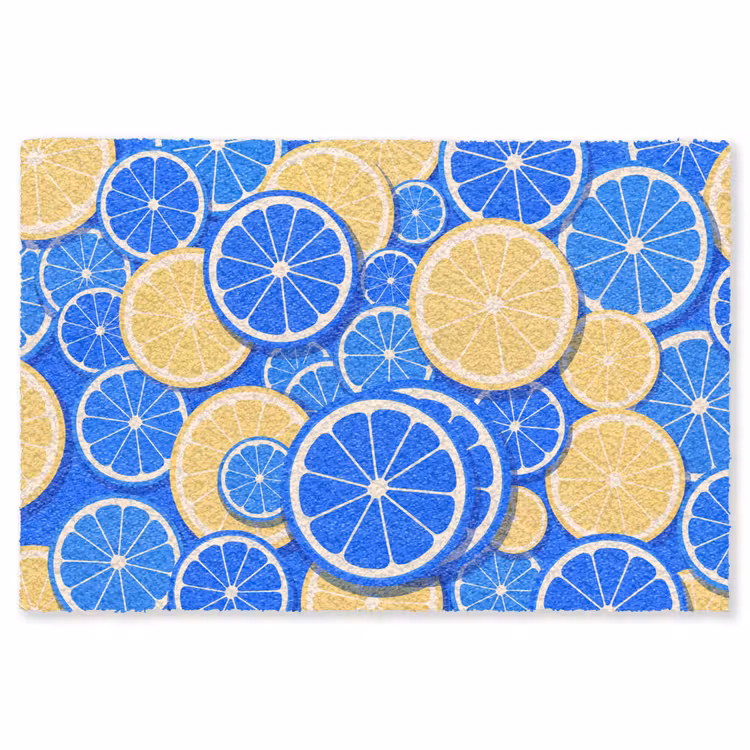 Vloerkleed - Fruit - Schijven - Patroon - Modern - Blauw - Geel — 1
