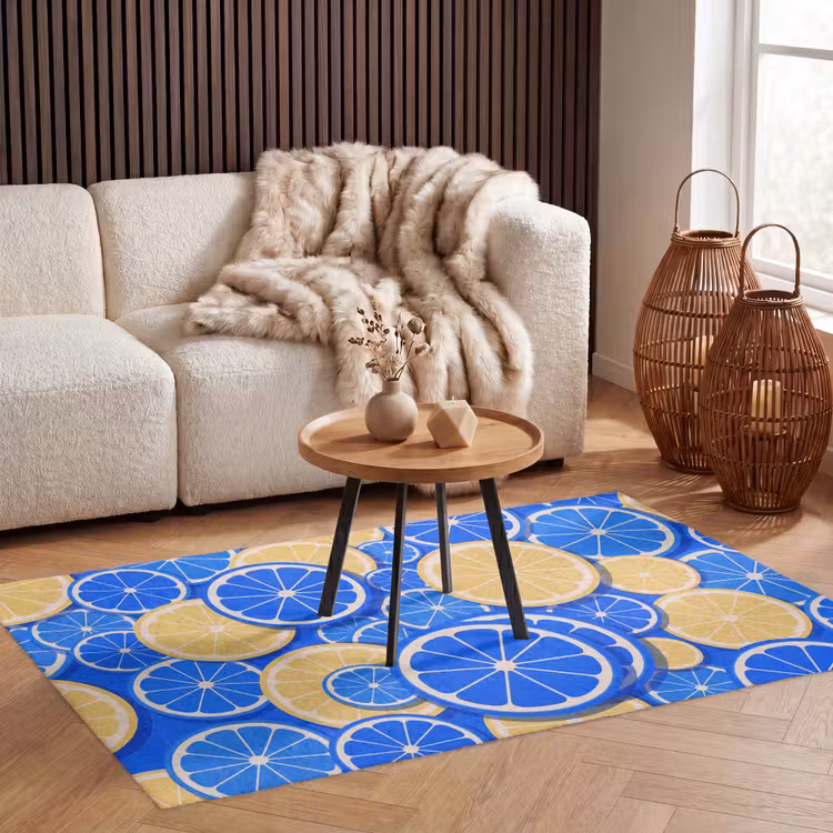 Vloerkleed - Fruit - Schijven - Patroon - Modern - Blauw - Geel — 3