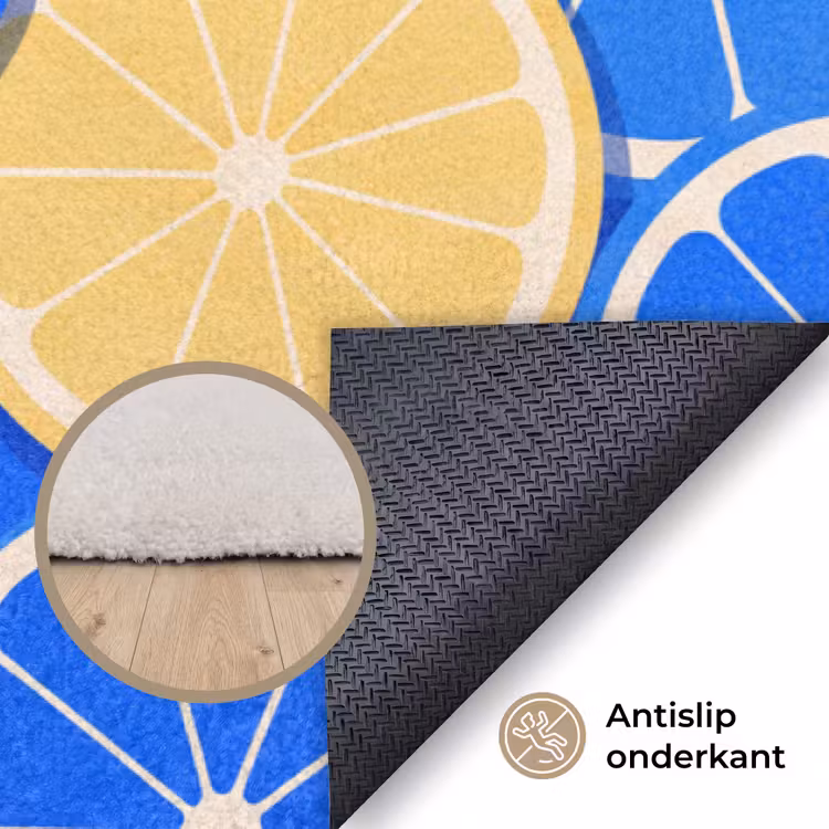 Vloerkleed - Fruit - Schijven - Patroon - Modern - Blauw - Geel — 4
