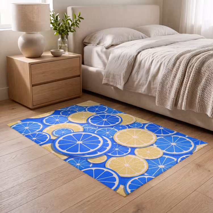 Vloerkleed - Fruit - Schijven - Patroon - Modern - Blauw - Geel — 5