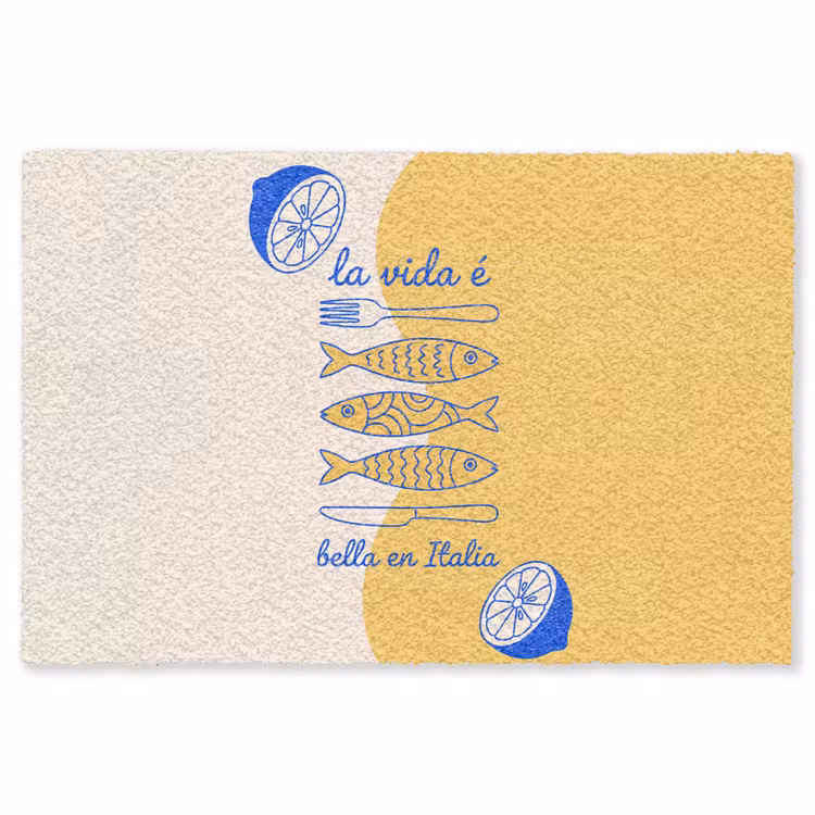 Vloerkleed - Italië - Eten - Citroen - Vis - Grafisch — 1