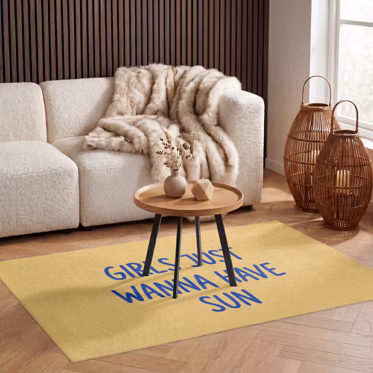 Vloerkleed - Tekst - Zon - Zomer - Modern - Geel — 3