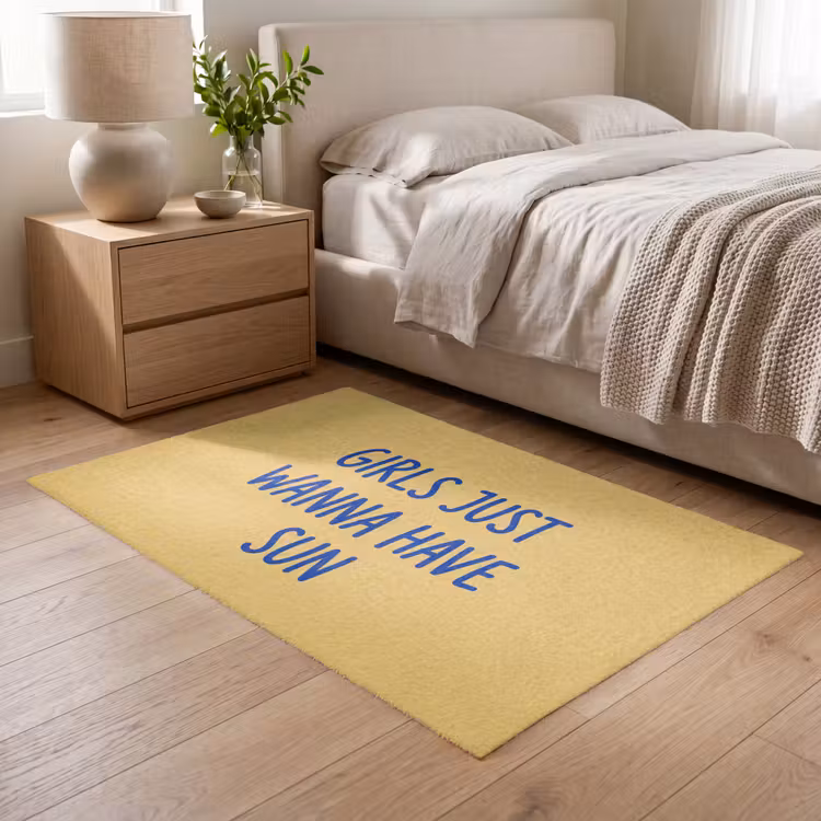 Vloerkleed - Tekst - Zon - Zomer - Modern - Geel — 5