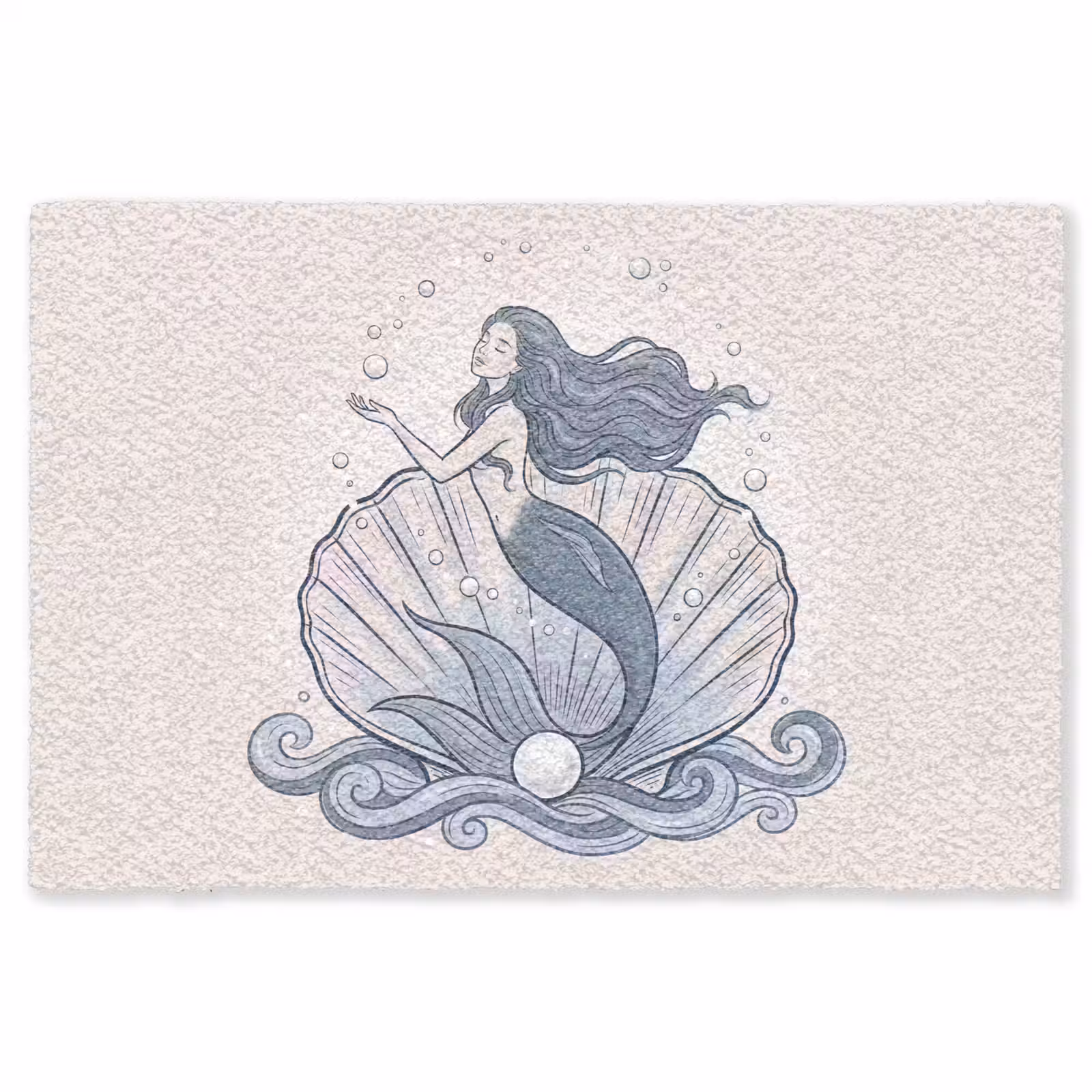 Vloerkleed - Zeemeermin - Schelp - Zee - Fantasie - Blauw — 1