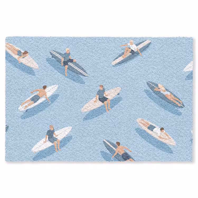 Vloerkleed - Mensen - Surfen - Water - Zomer - Illustratie — 1