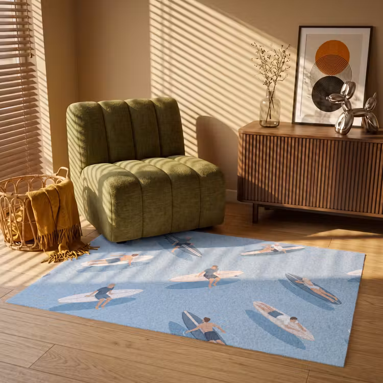 Vloerkleed - Mensen - Surfen - Water - Zomer - Illustratie — 2