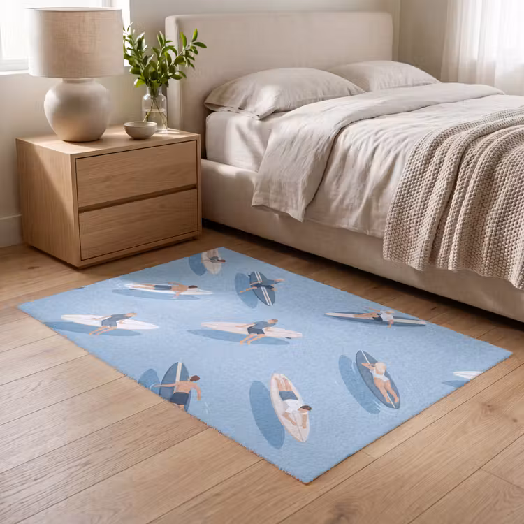 Vloerkleed - Mensen - Surfen - Water - Zomer - Illustratie — 5