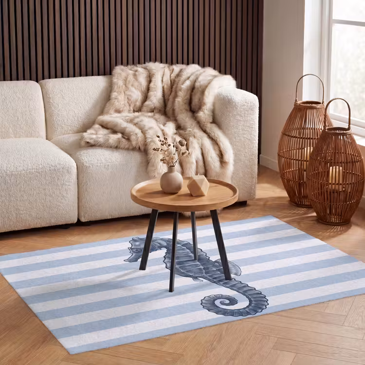 Vloerkleed - Vis - Oceaan - Illustratie - Blauw - Strepen — 3