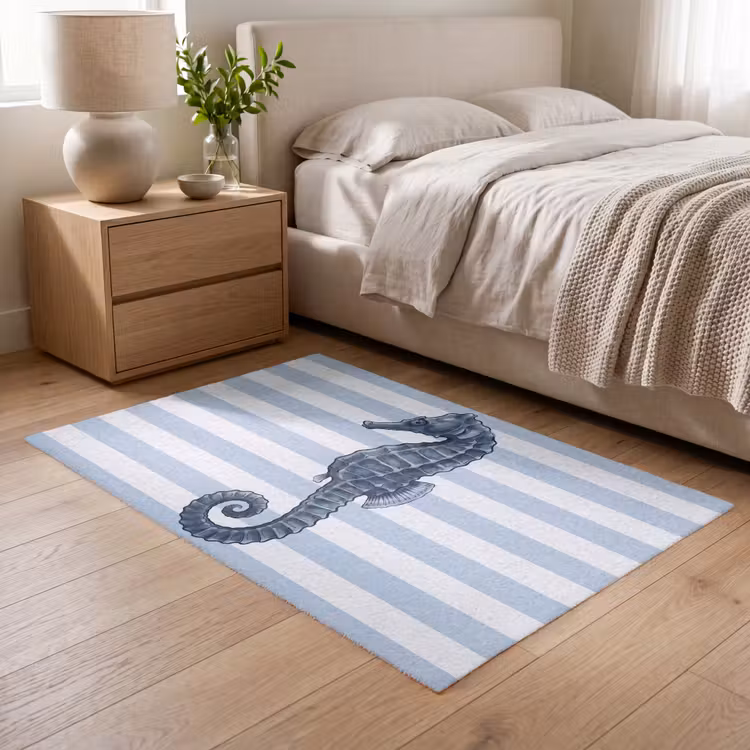 Vloerkleed - Vis - Oceaan - Illustratie - Blauw - Strepen — 5