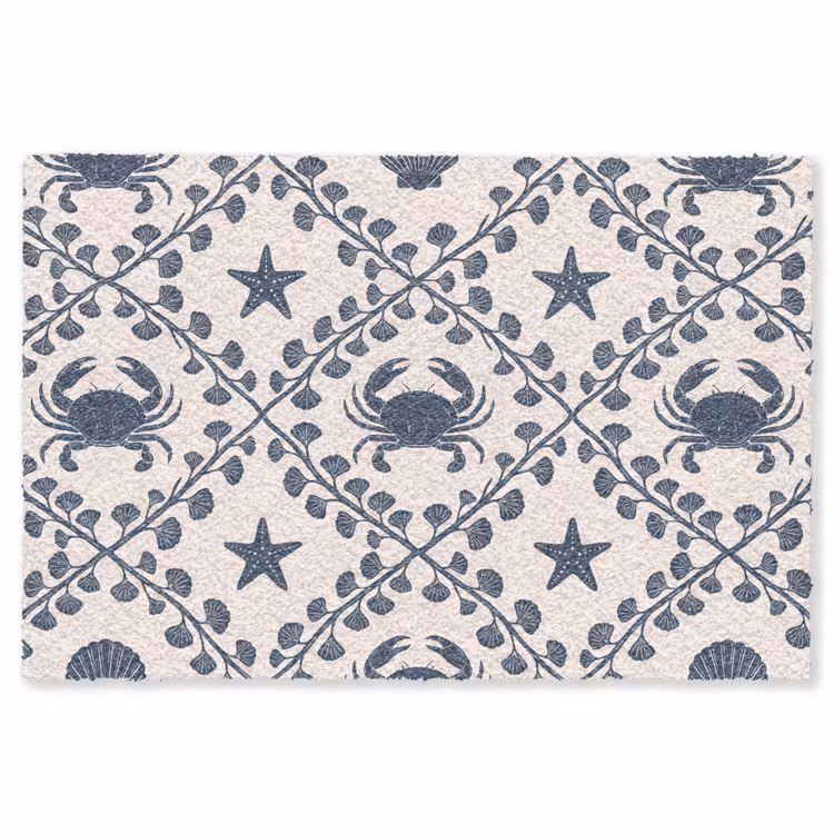 Vloerkleed - Zee - Krab - Zeester - Patroon - Blauw — 1