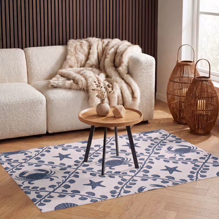 Vloerkleed - Zee - Krab - Zeester - Patroon - Blauw — 3