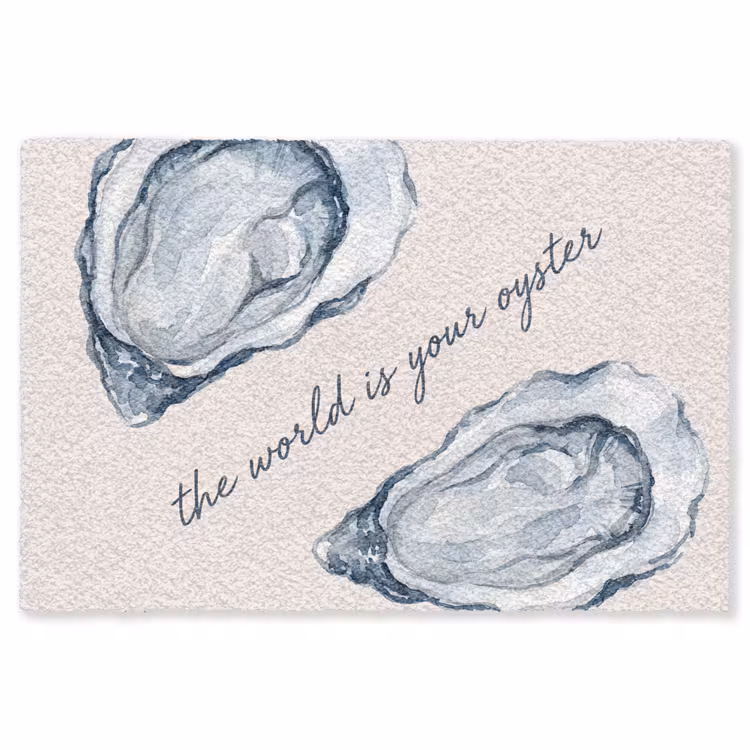 Vloerkleed - Zeeleven - Oester - Aquarel - Minimalistisch - Blauw — 1
