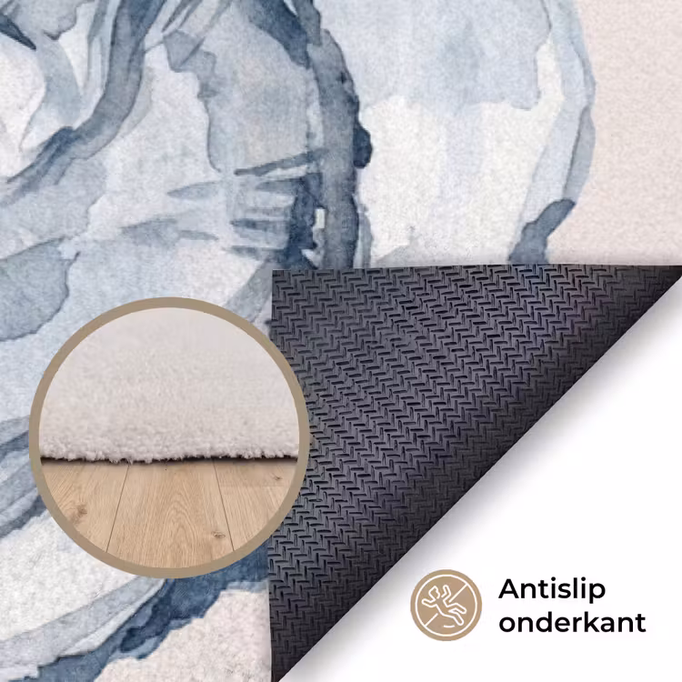 Vloerkleed - Zeeleven - Oester - Aquarel - Minimalistisch - Blauw — 4