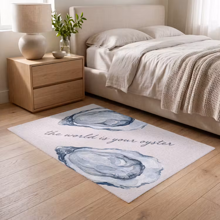 Vloerkleed - Zeeleven - Oester - Aquarel - Minimalistisch - Blauw — 5