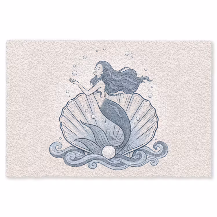 Vloerkleed - Zeemeermin - Schelp - Zee - Fantasie - Blauw — 1
