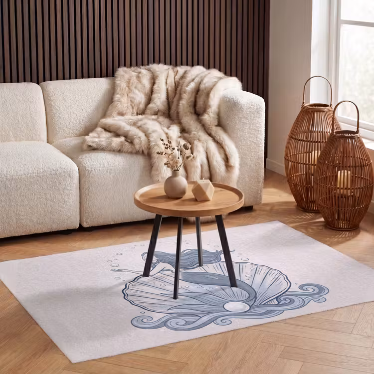 Vloerkleed - Zeemeermin - Schelp - Zee - Fantasie - Blauw — 3