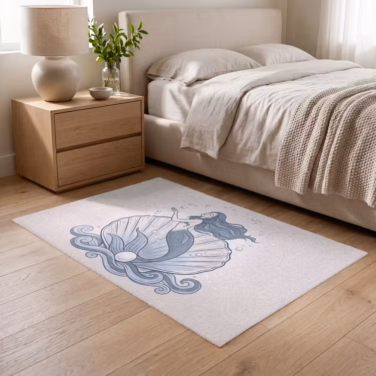 Vloerkleed - Zeemeermin - Schelp - Zee - Fantasie - Blauw — 5