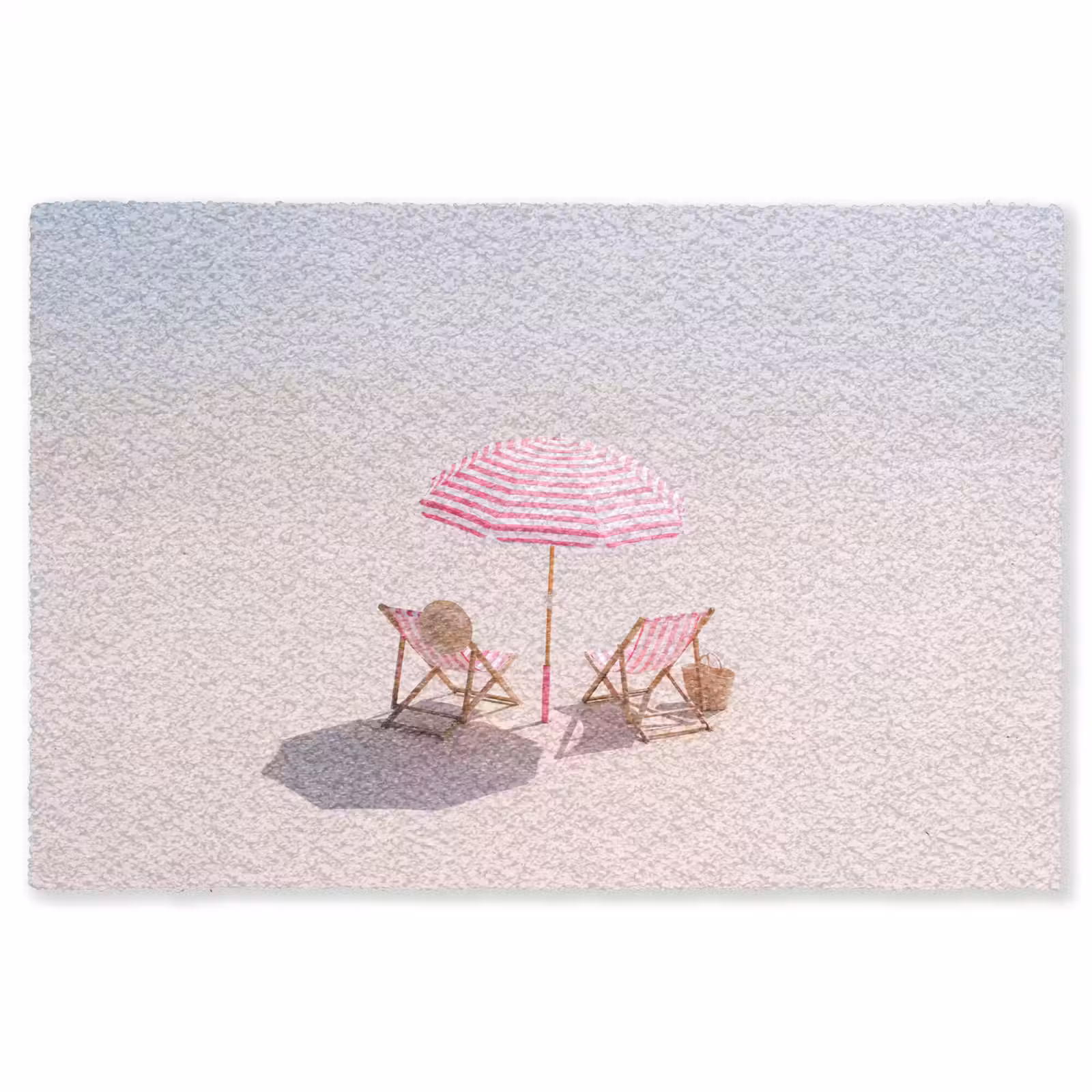 Vloerkleed - Strand - Parasol - Ligstoel - Zomer - Roze — 1