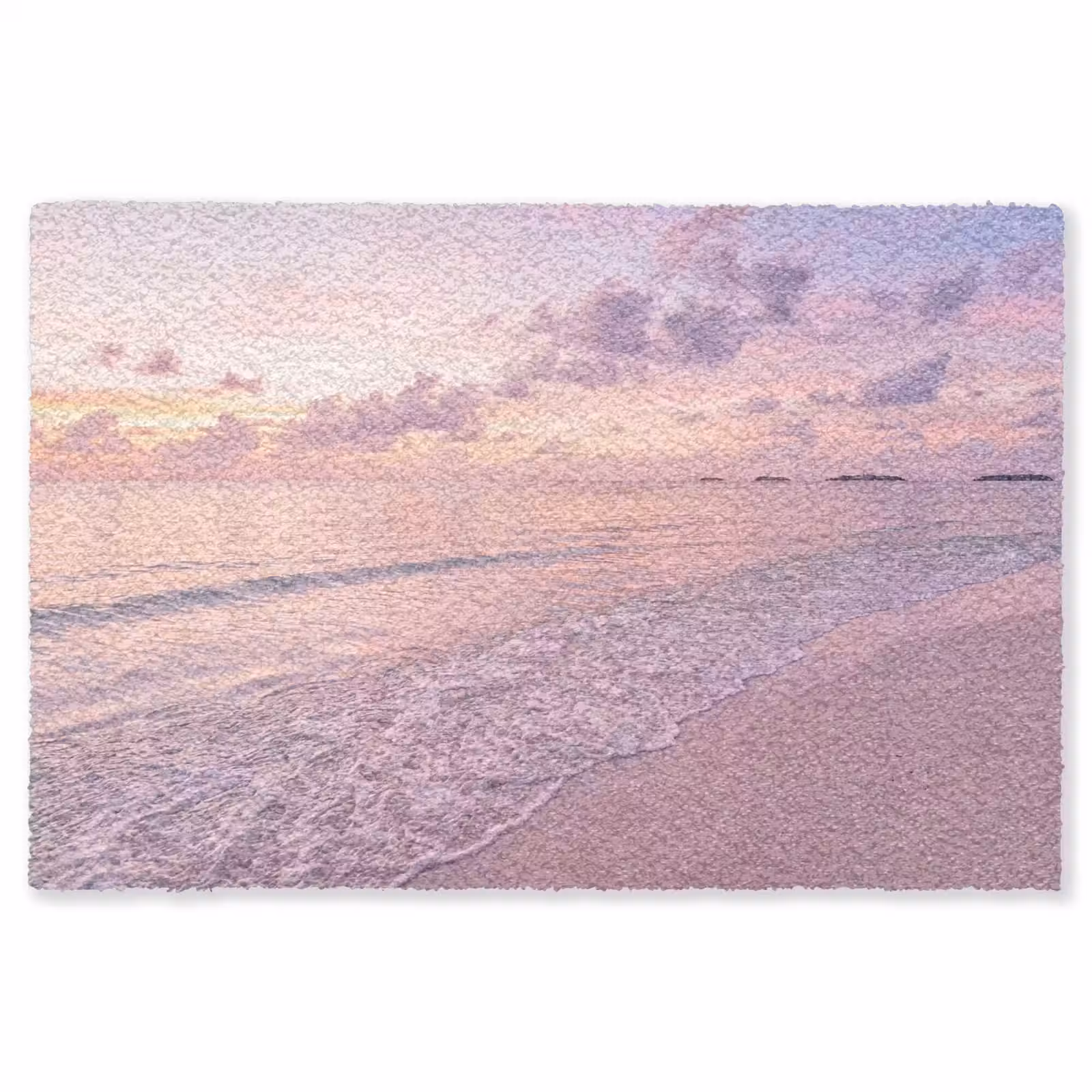 Vloerkleed - Strand - Zonsondergang - Natuur - Minimalistisch - Roze — 1