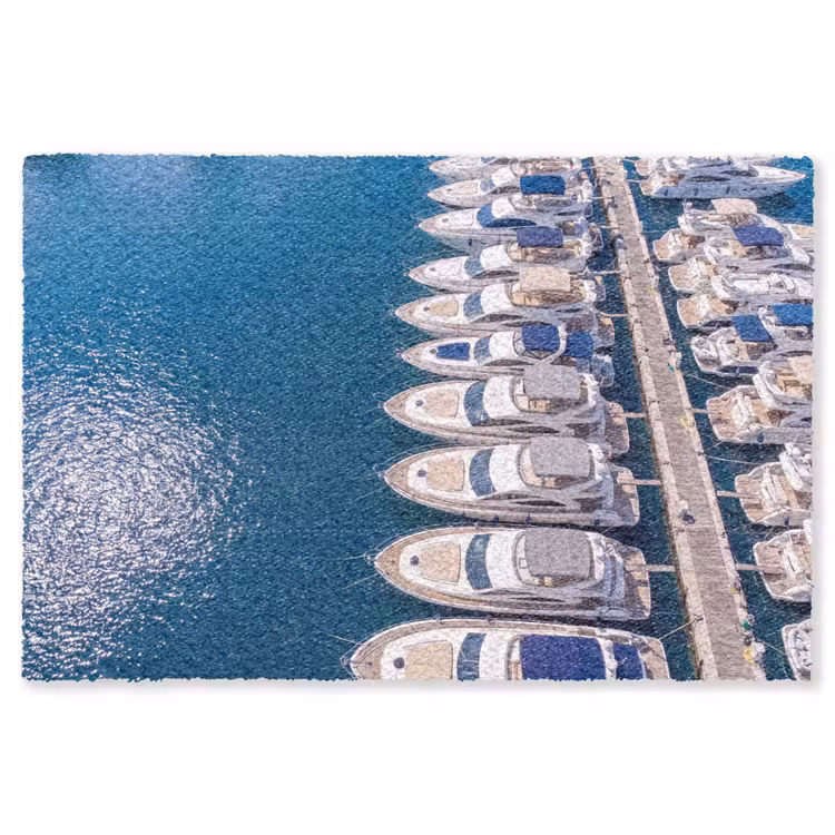 Vloerkleed - Boot - Jachthaven - Water - Zomer - Blauw — 1