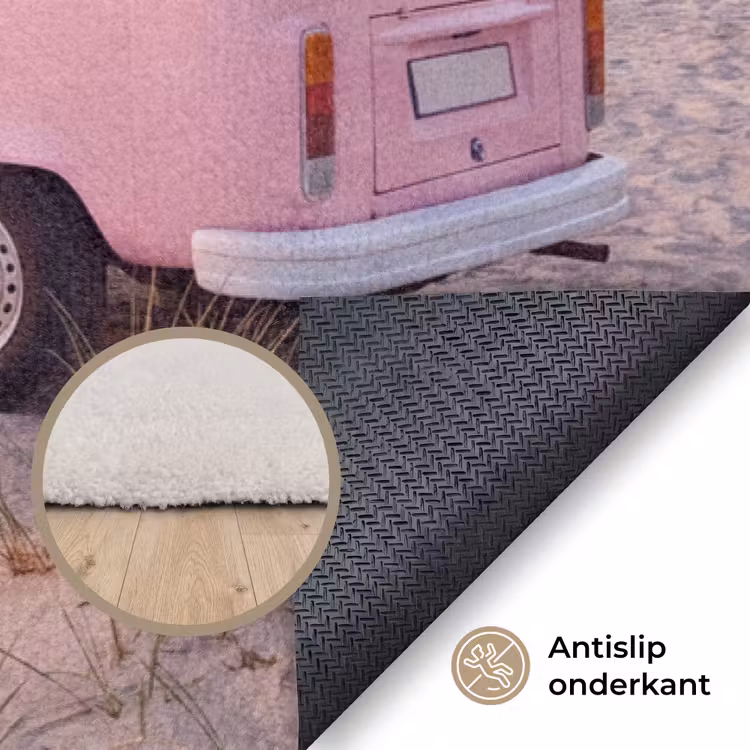 Vloerkleed - Busje - Strand - Surfplank - Zomer - Roze — 4