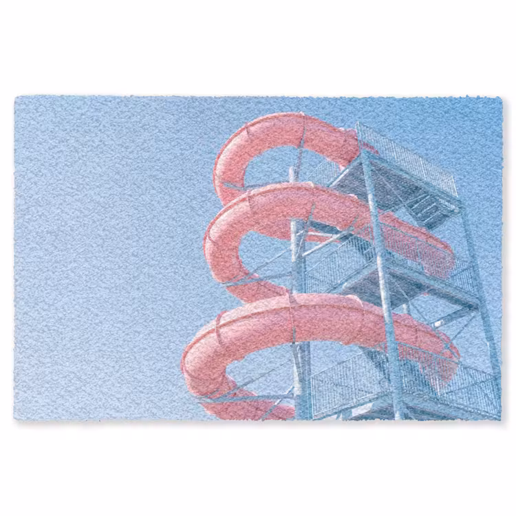 Vloerkleed - Glijbaan - Waterpark - Spiraal - Modern - Roze — 1