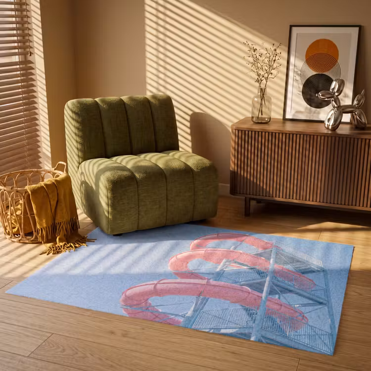 Vloerkleed - Glijbaan - Waterpark - Spiraal - Modern - Roze — 2