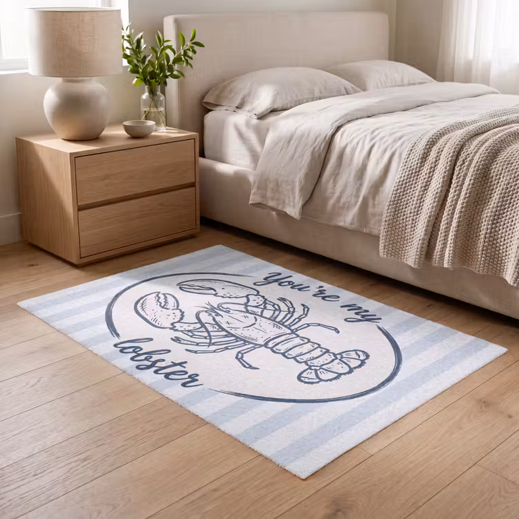 Vloerkleed - Kreeft - Illustratie - Liefde - Blauw - Decoratie — 5
