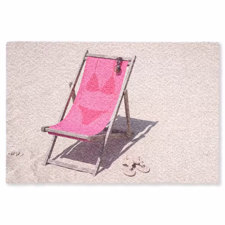 Vloerkleed - Strand - Ligstoel - Badkleding - Zomer - Roze — 1