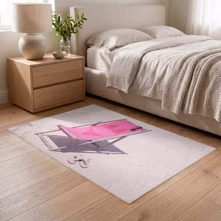 Vloerkleed - Strand - Ligstoel - Badkleding - Zomer - Roze — 5