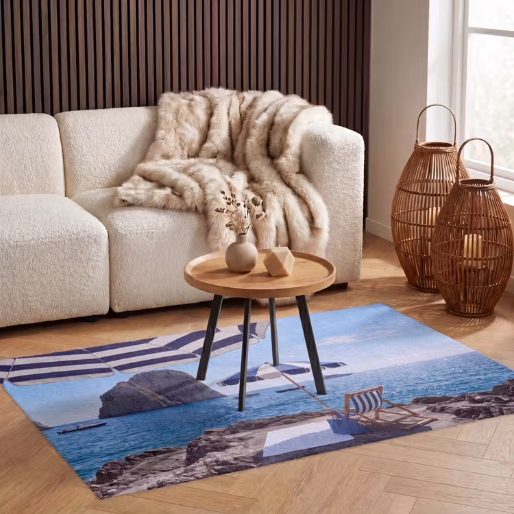 Vloerkleed - Strand - Ligstoel - Parasol - Zomer - Blauw — 3
