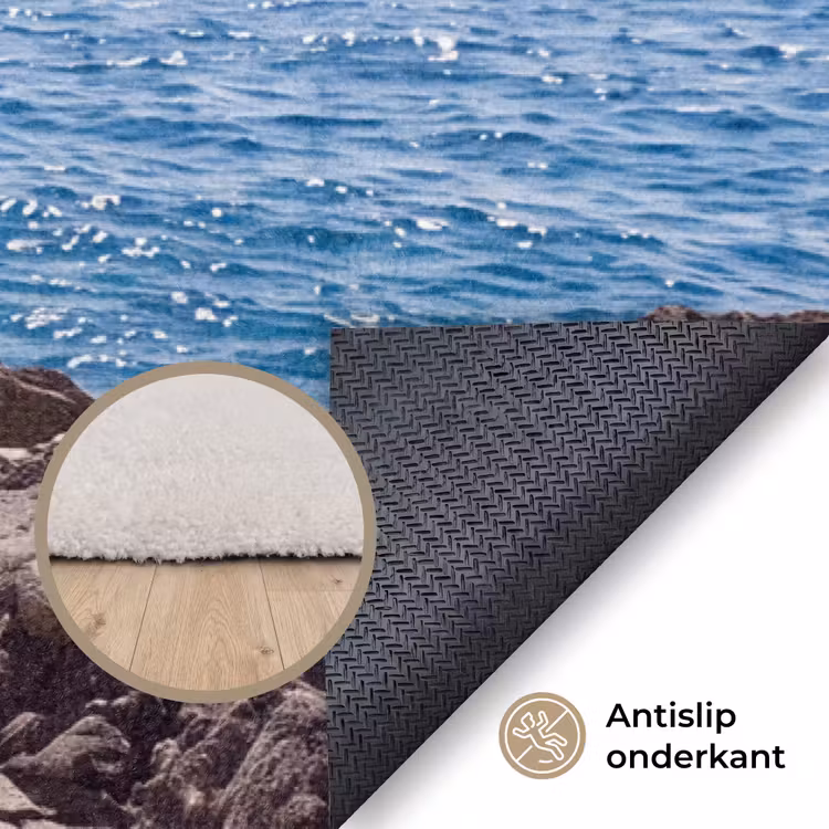 Vloerkleed - Strand - Ligstoel - Parasol - Zomer - Blauw — 4