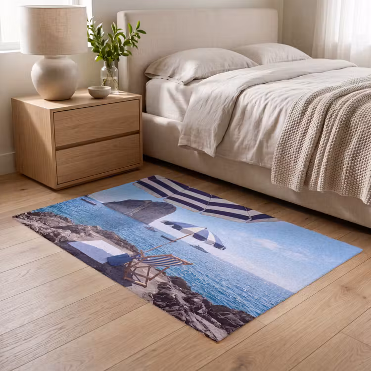 Vloerkleed - Strand - Ligstoel - Parasol - Zomer - Blauw — 5