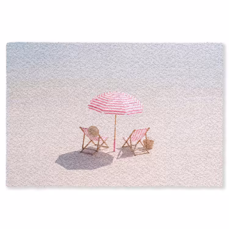 Vloerkleed - Strand - Parasol - Ligstoel - Zomer - Roze — 1