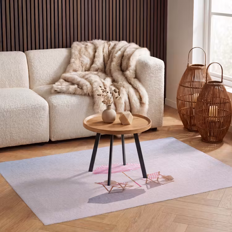 Vloerkleed - Strand - Parasol - Ligstoel - Zomer - Roze — 3
