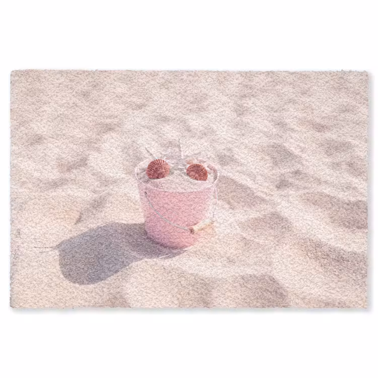 Vloerkleed - Strand - Schelpen - Zomer - Roze - Decoratie — 1