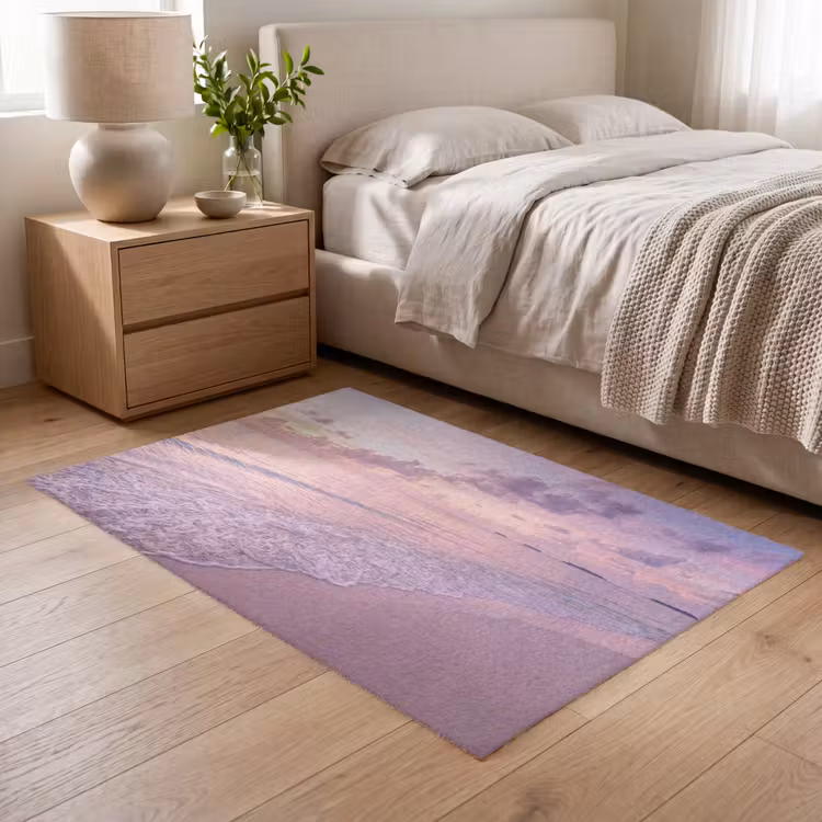 Vloerkleed - Strand - Zonsondergang - Natuur - Minimalistisch - Roze — 5