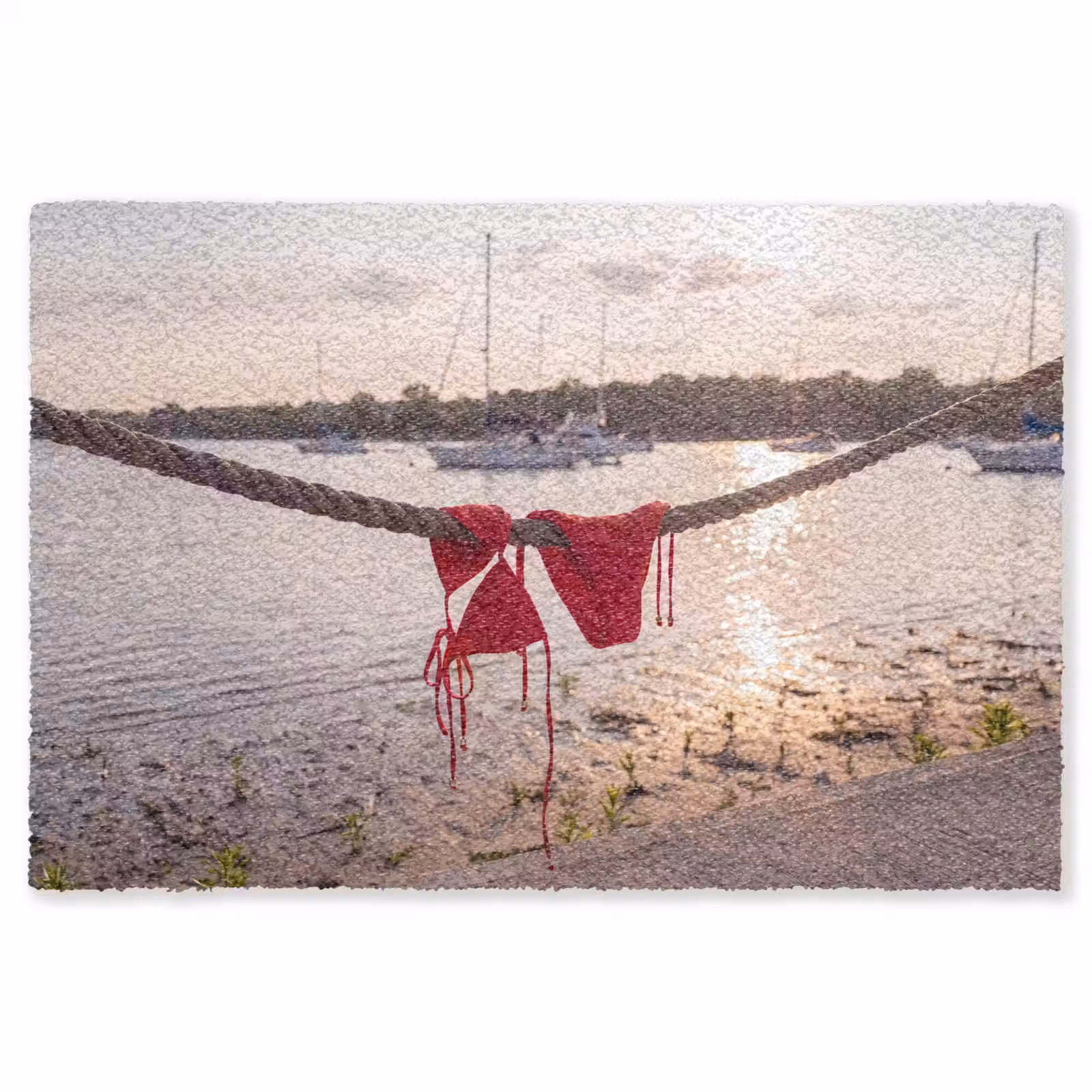 Vloerkleed - Badkleding - Rood - Zomer - Water - Zonsondergang — 1
