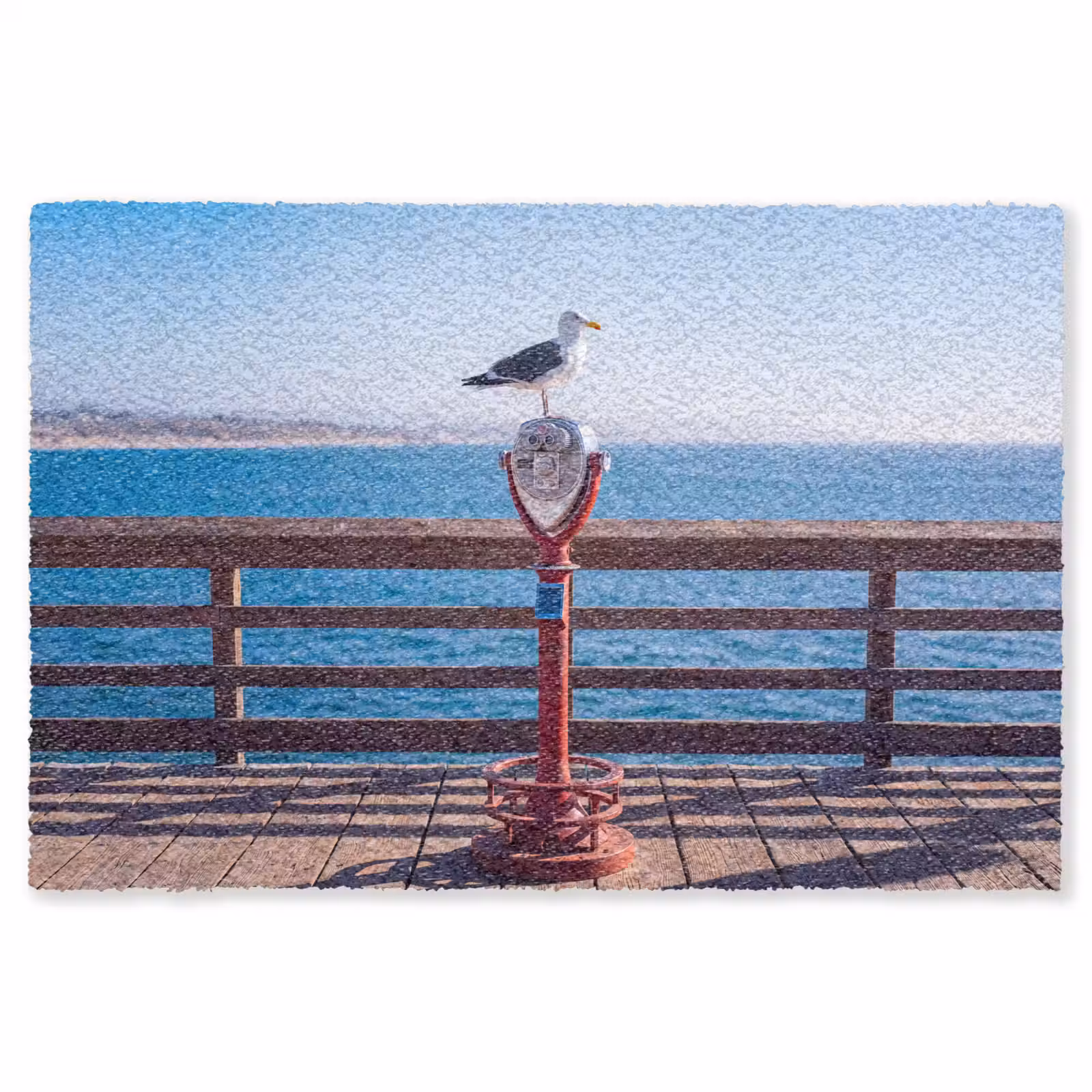 Vloerkleed - Vogel - Verrekijker - Kust - Zee - Blauw — 1