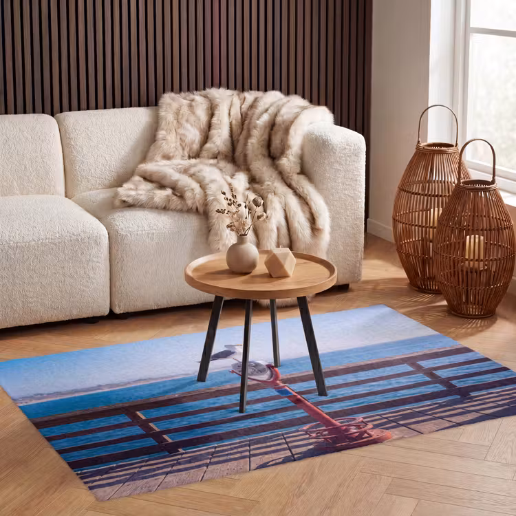 Vloerkleed - Vogel - Verrekijker - Kust - Zee - Blauw — 3