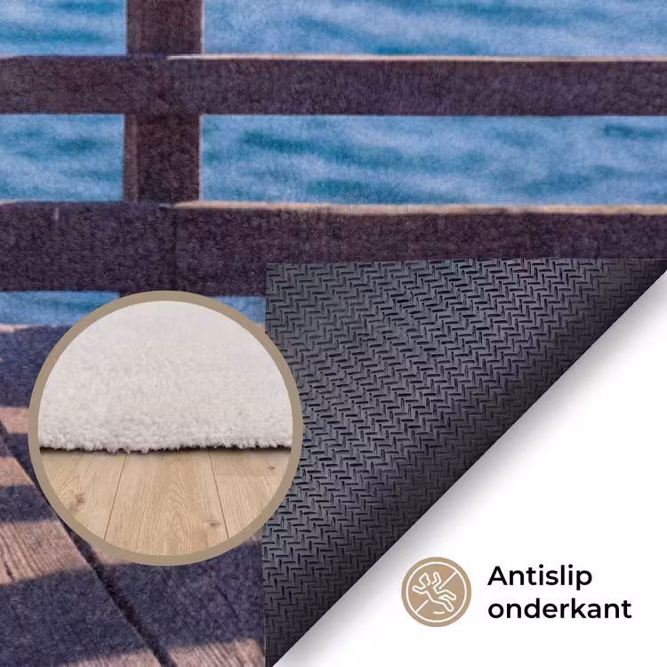 Vloerkleed - Vogel - Verrekijker - Kust - Zee - Blauw — 4