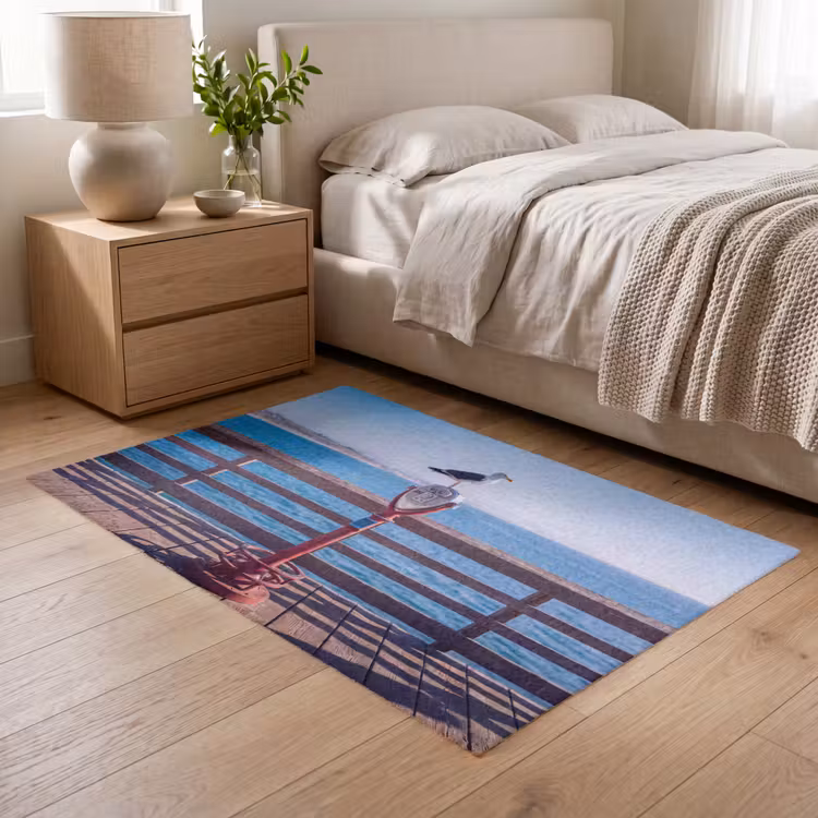 Vloerkleed - Vogel - Verrekijker - Kust - Zee - Blauw — 5